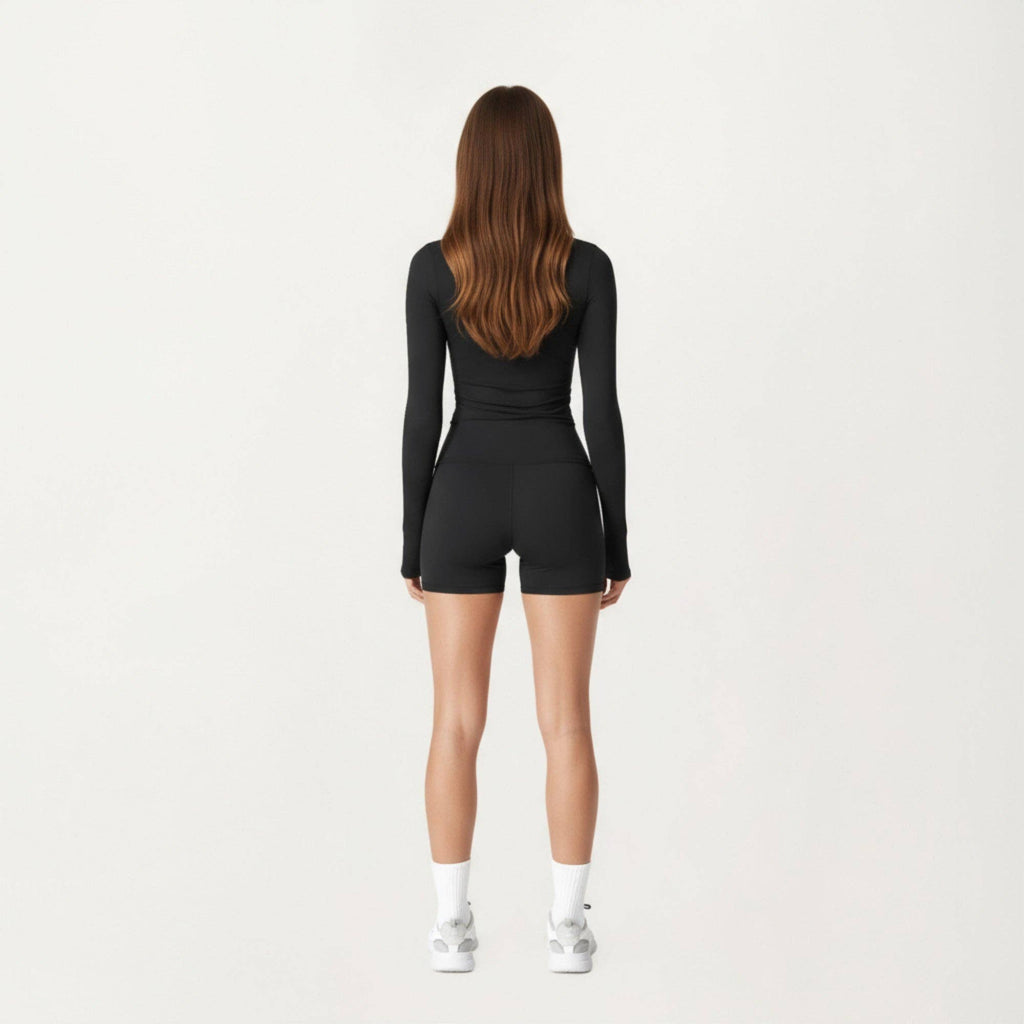 High Waist Stretch Fit Athletic Shorts with Smooth Seam Deta