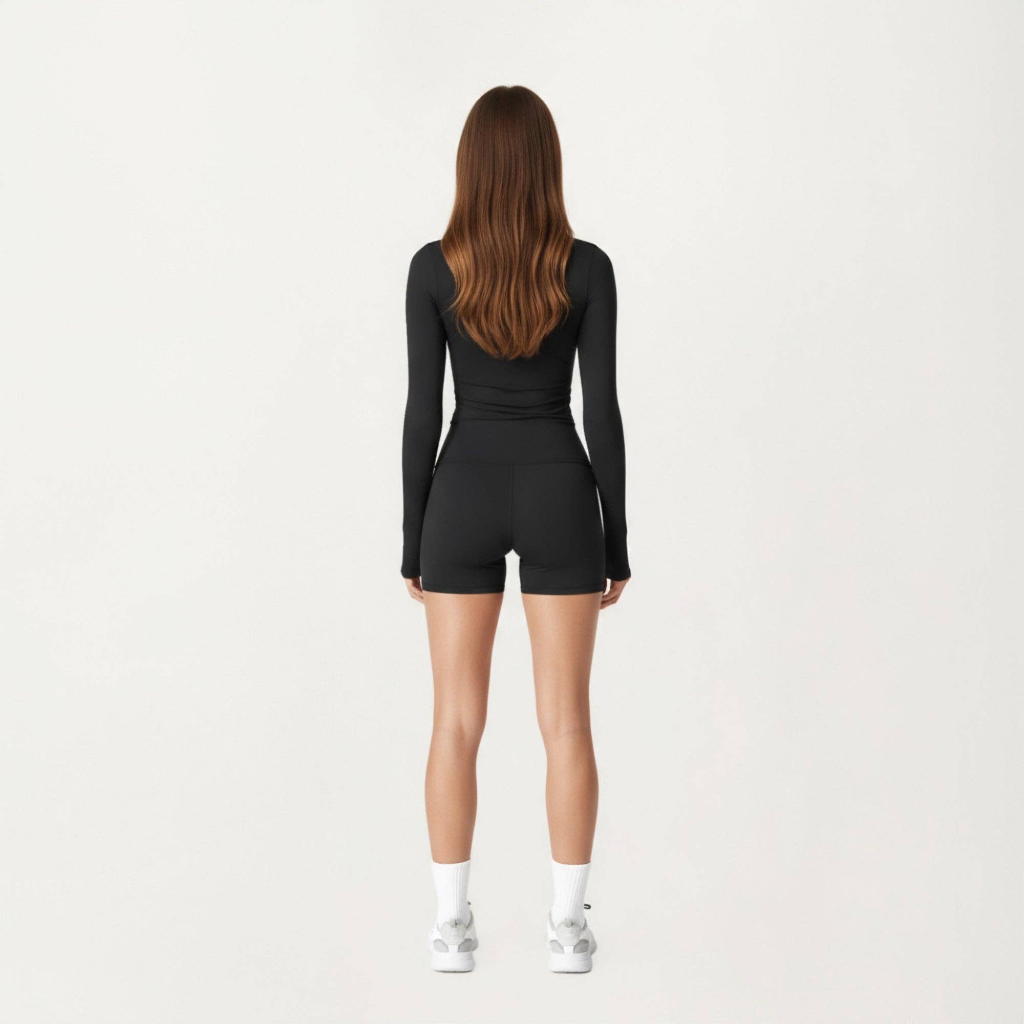High Waist Stretch Fit Athletic Shorts with Smooth Seam Deta