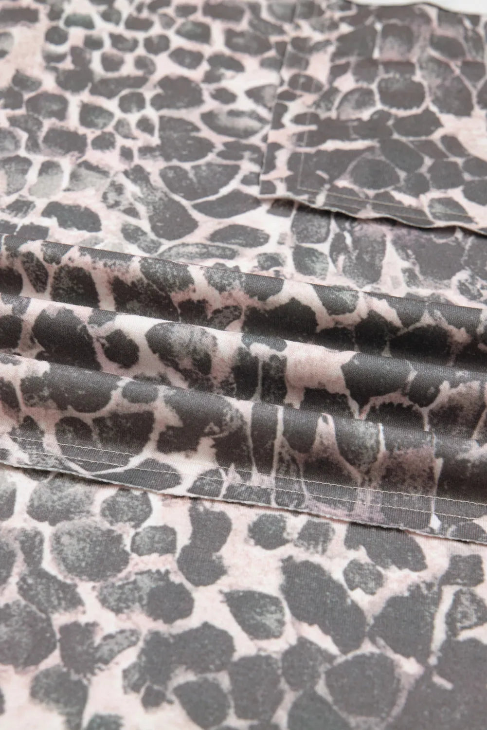 Curvy Leopard Print Raw Edge Patch Drawstring Pants