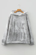 Gray Curvy Camouflage Woodland Print Hoodie