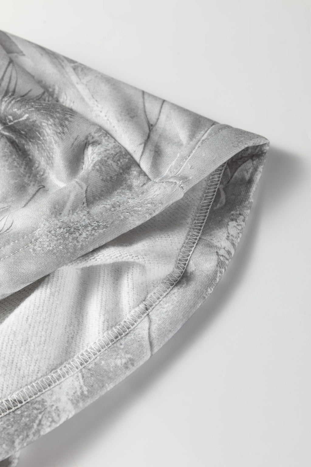 Gray Curvy Camouflage Woodland Print Hoodie
