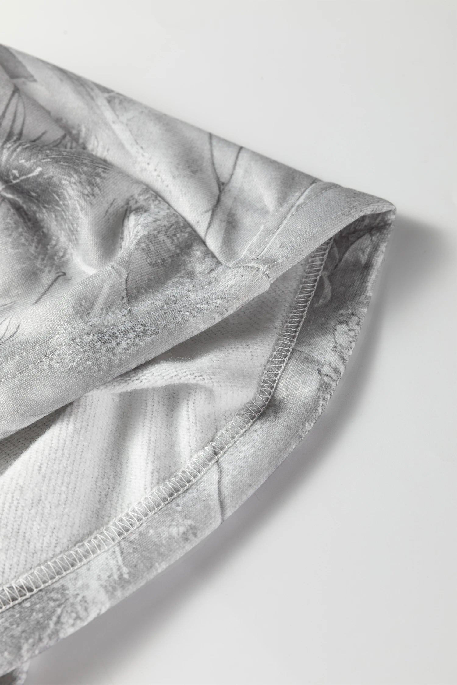 Gray Curvy Camouflage Woodland Print Hoodie