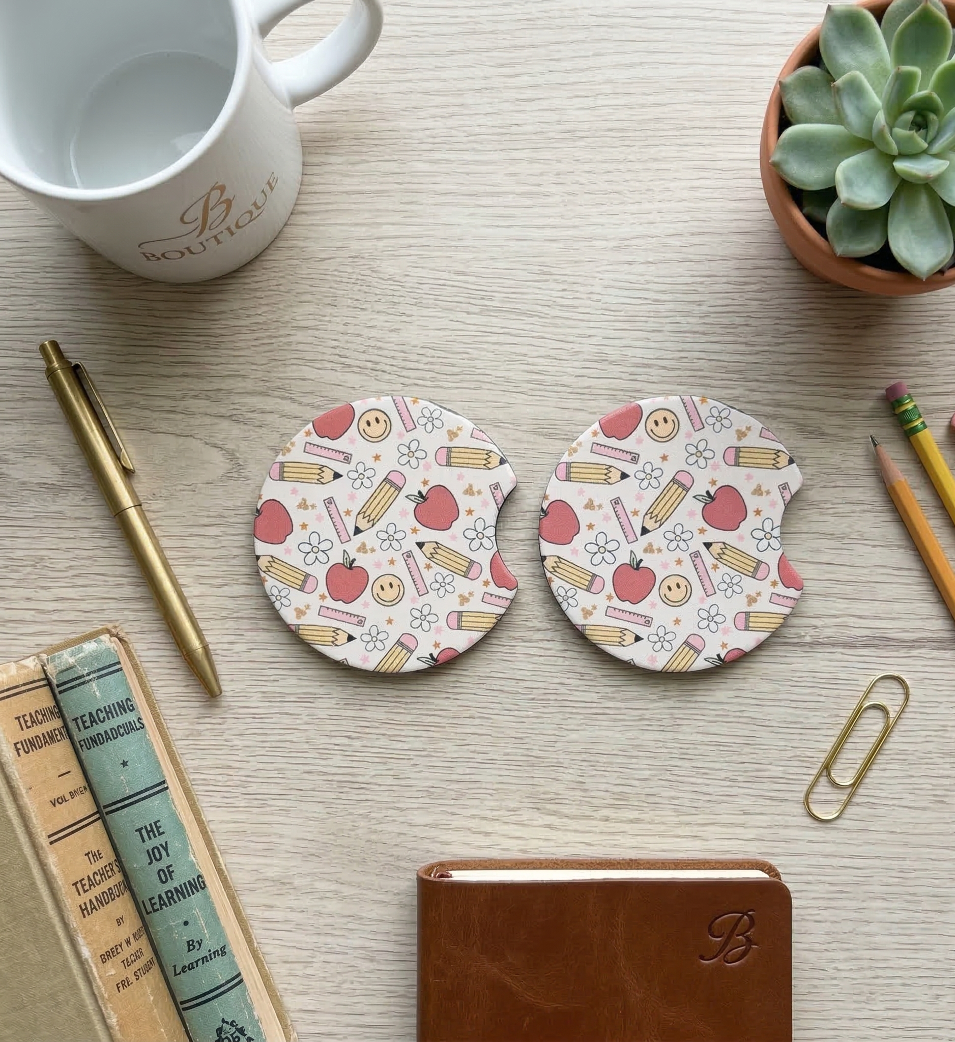 Teacher Doodle Car Coasters