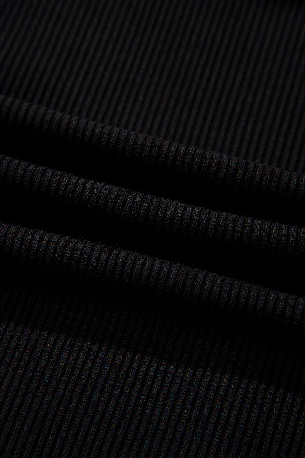 Black Ribbed Long Sleeve Crew Neck Bodysuit