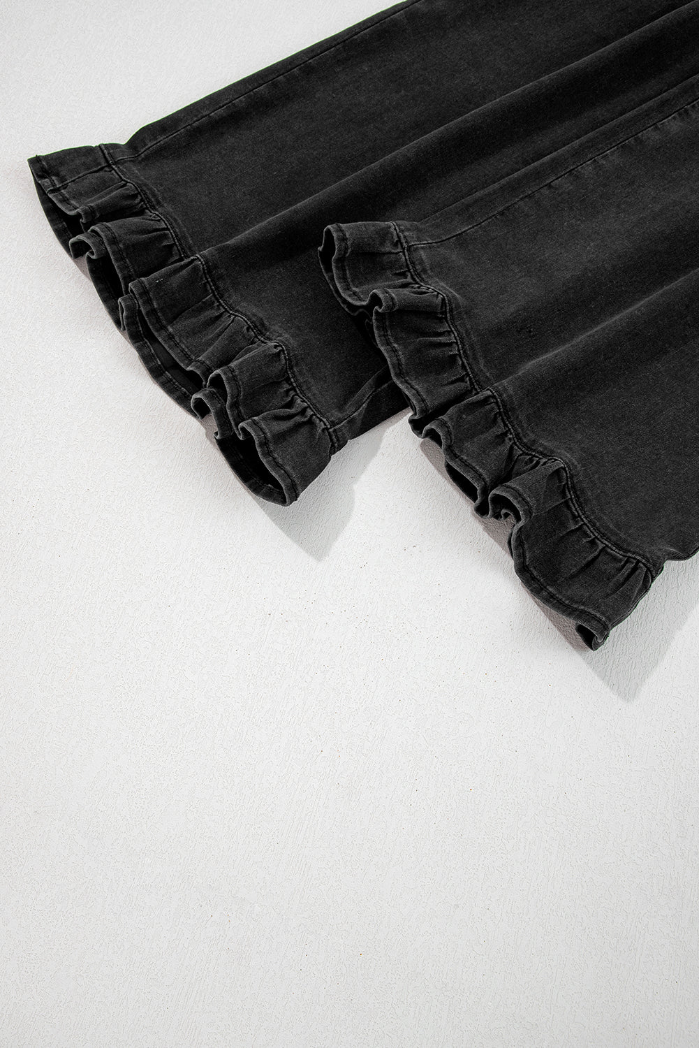 Ruffled Wide Leg Denim Like Pants