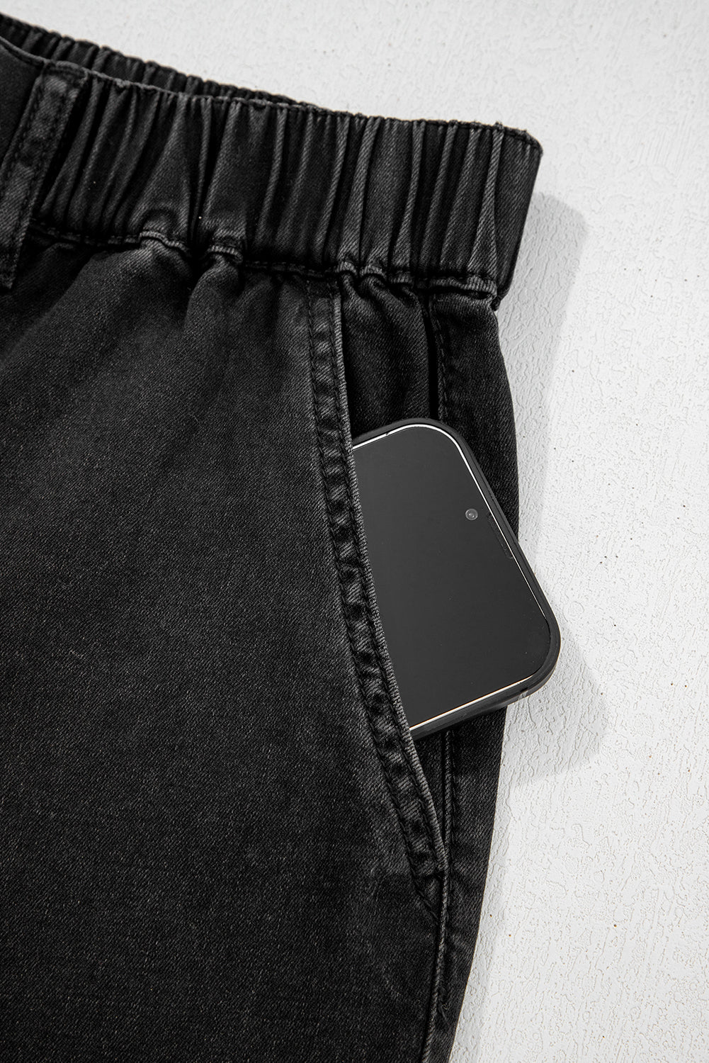 Ruffled Wide Leg Denim Like Pants