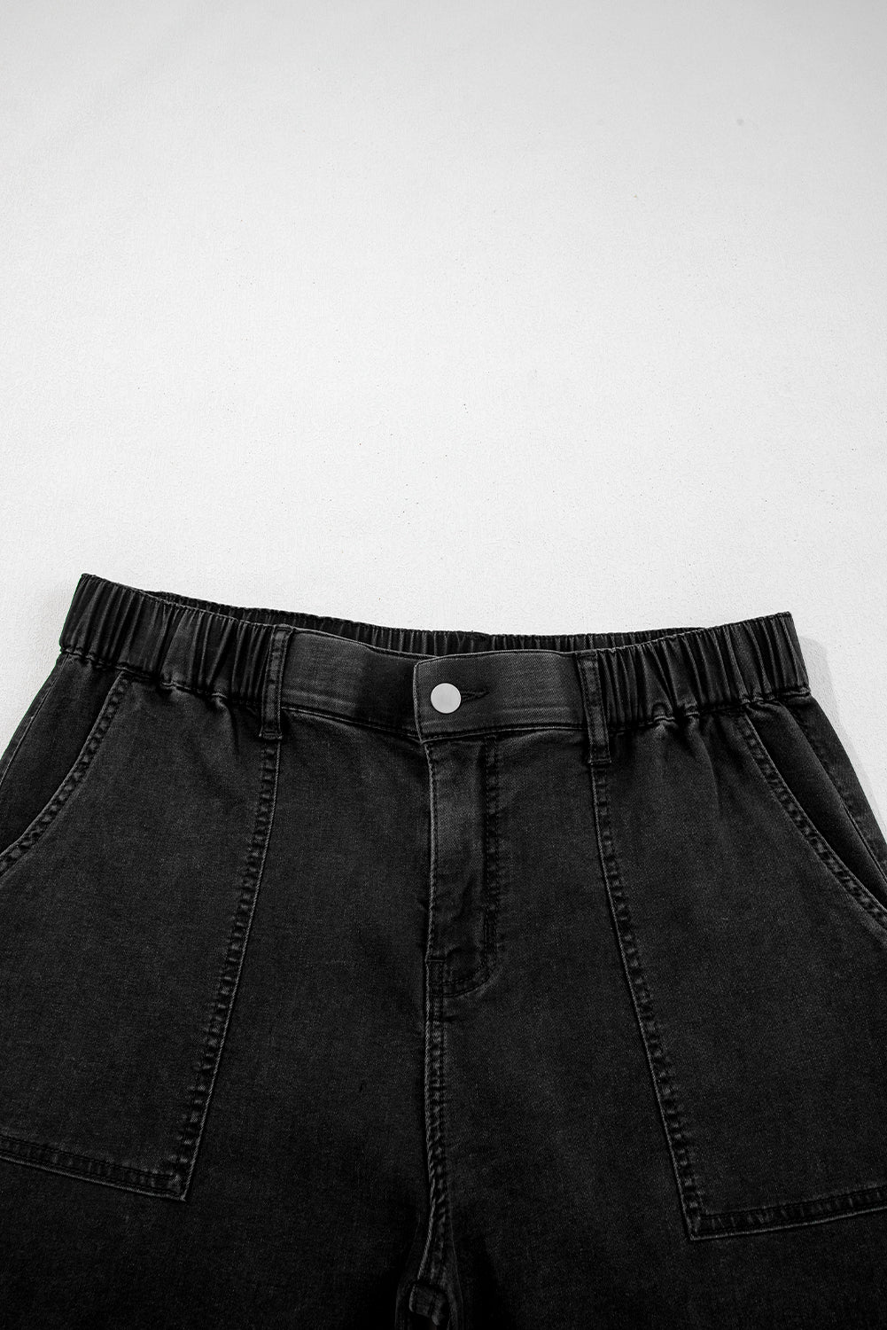 Ruffled Wide Leg Denim Like Pants