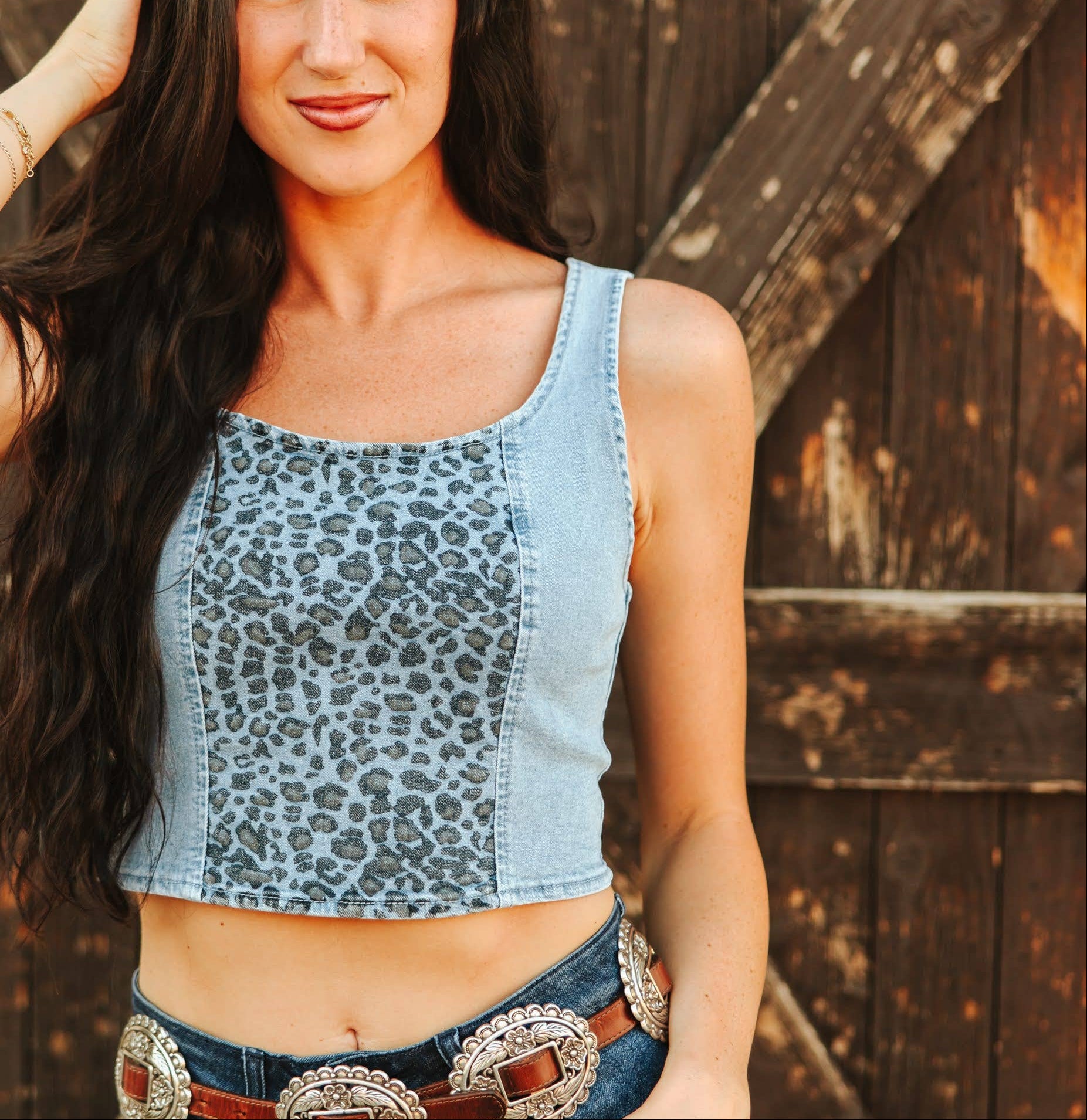 RUN WILD Denim crop top