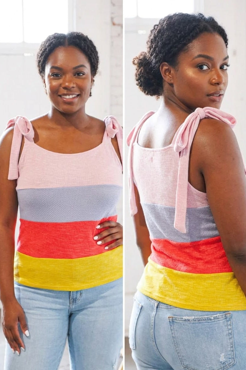Waffle Thermal Color Block Slim Fit Top