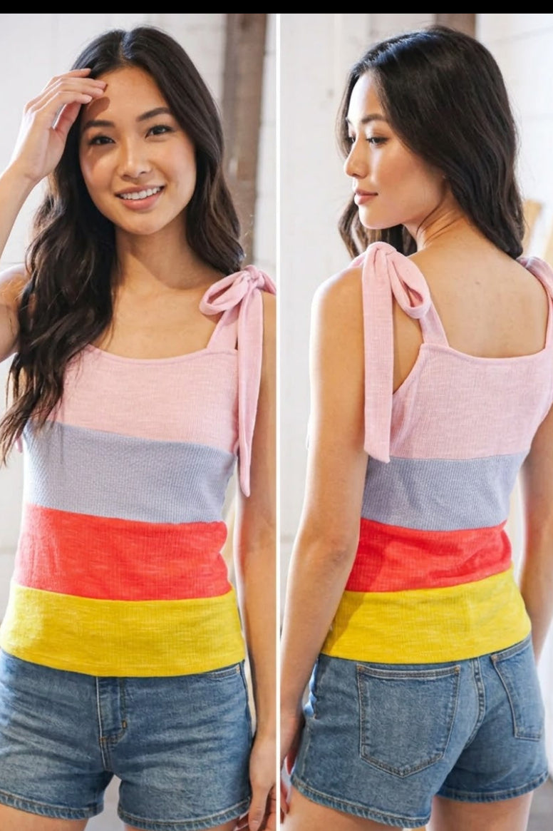 Waffle Thermal Color Block Slim Fit Top